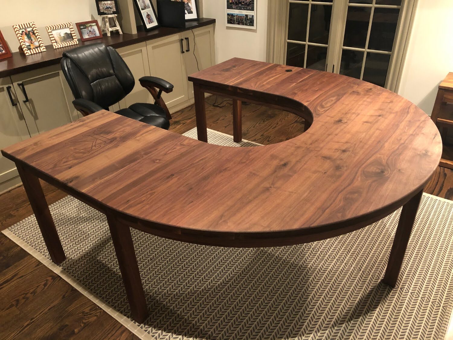 Walnut U-shaped desk